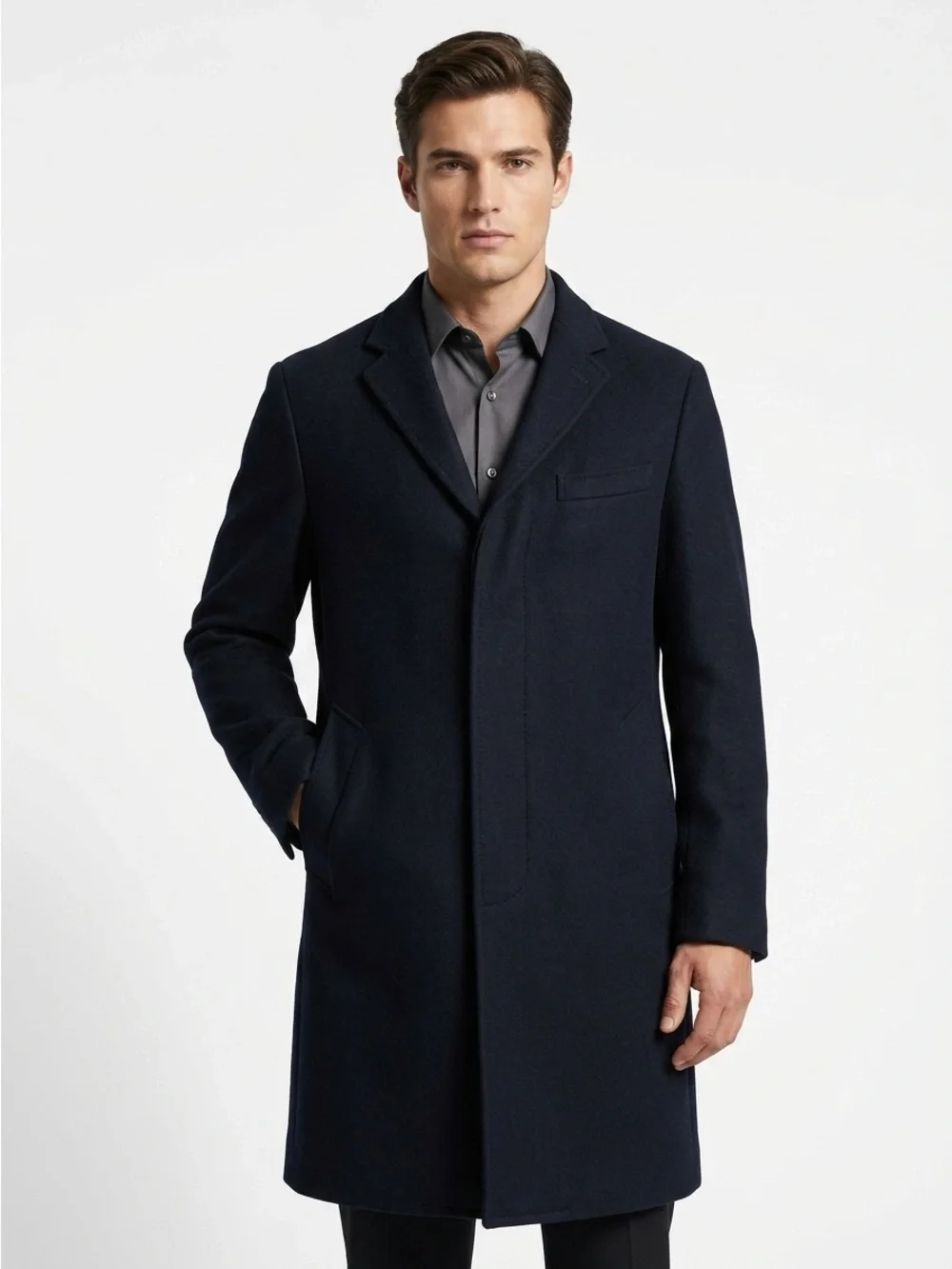 Banana Republic Nova Fides Italian Wool Cashmere Topcoat Navy M